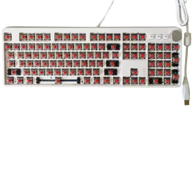 USB-Tastatur (weiß) mit roten MX-Tastern, ohne Tastenkappen