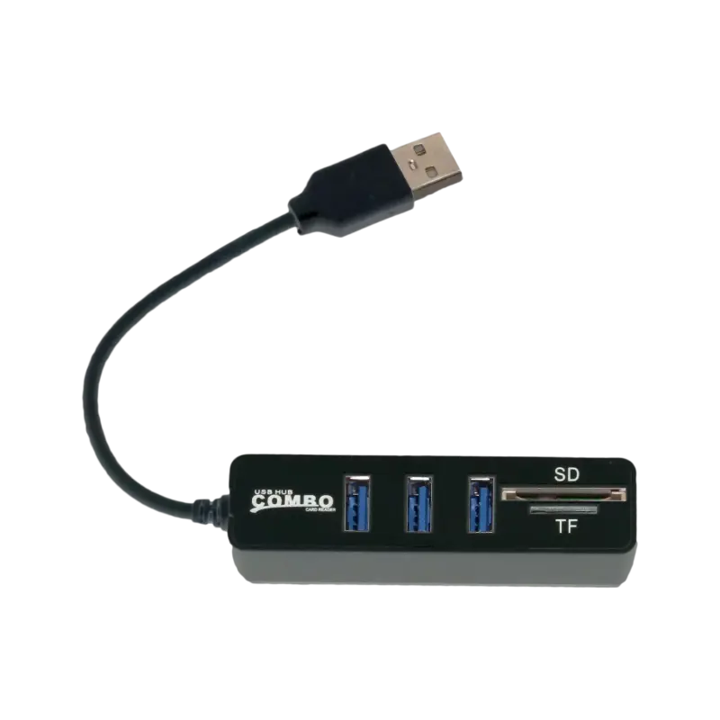USB 2.0 3-Port Hub with SD/MicroSD Card Reader