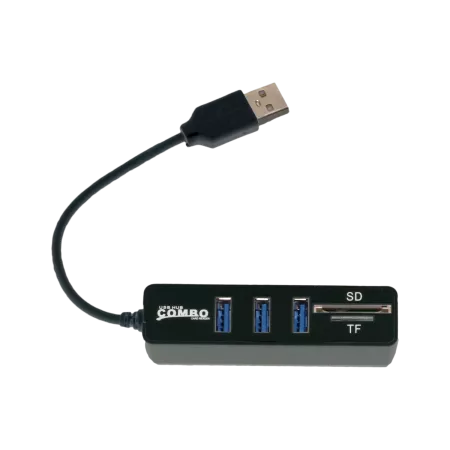 USB 2.0 3-Port Hub mit MicroSD und SD-Kartenleser