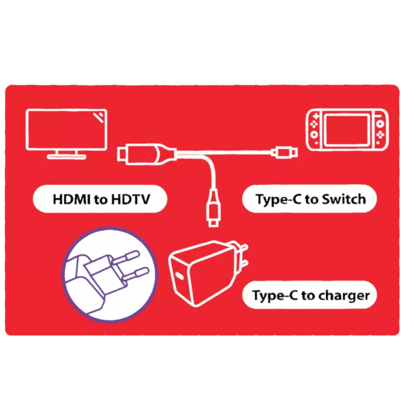 Brook Switch HDMI Cable - A Portable Dock and Charger Pack for Your Switch,  Switch Dock Adapter to HDTV, Travel Lightly with Your Switch