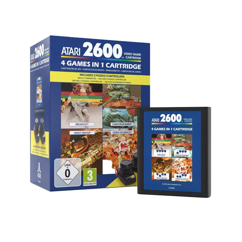 4-in-1 Spielmodul & Paddles für Atari 2600/7800