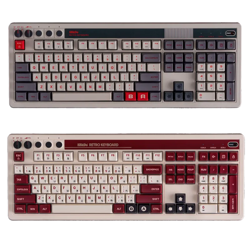 8BitDo Retro 108 Mechanische Tastatur mit Nummernblock (BT, 2.4G, USB)
