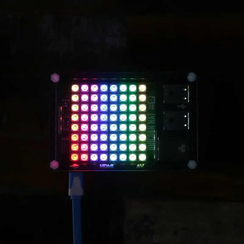 Unicorn HAT with 64 RGB LEDs for Raspberry Pi