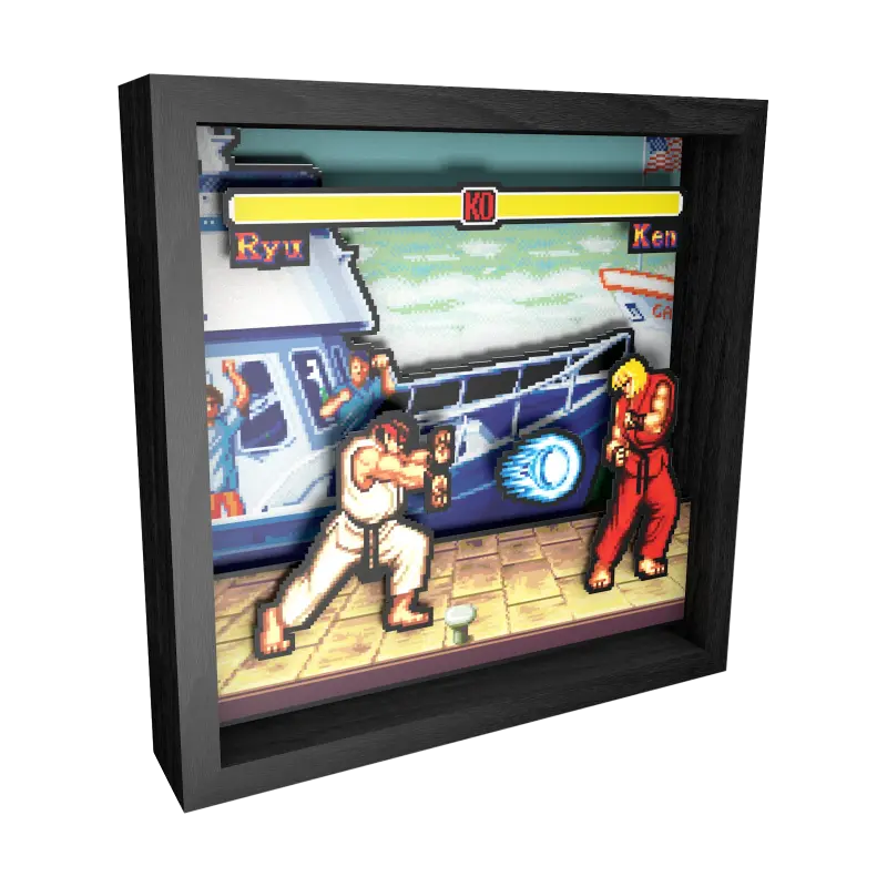 Street Fighter Boat Stage Pixel Frame 23x23cm - Pixel Frames