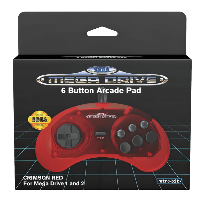 Retro-Bit SEGA Mega Drive 6-Button Controller Black 9-Pin